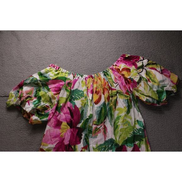 FARM Rio Dress Womens Small Floral Print Painted Flowers Off The Shoulder Maxi - Picture 7 of 10